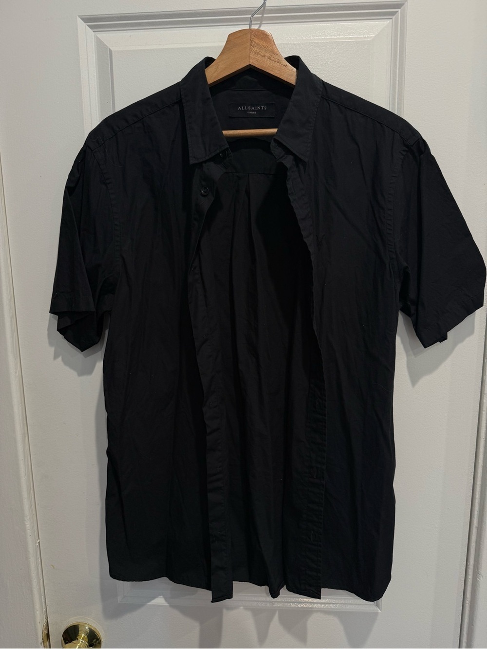 All Saints Black Short Sleeve Button-Down Shirt